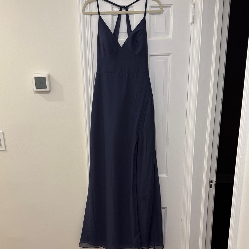 Azazie Navy Backless Dress